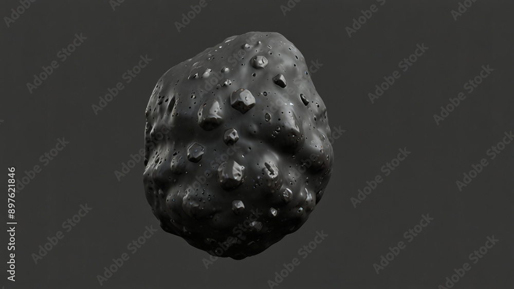 Naklejka premium Shiny Black Meteor Stone with Detailed Texture