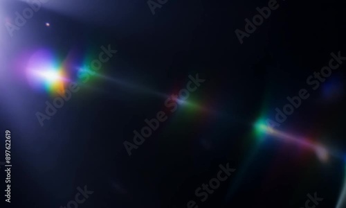 Light leaks footage on black background. Lens flare leak burst overlays. Natural lighting prism effect. 4K hyperrealistic video