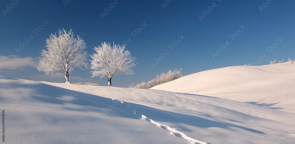 Snowy Landscape With Footprints Snowy Landscape With Footprints