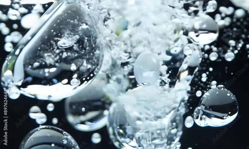 Explosion of water droplets into the camera in slow motion on an isolated black background 4K video Explosion of water droplets into the camera in slow motion on an isolated black background 4K video