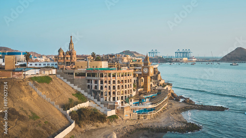 Chancay tourist castle, entertainment and tourism center. Chacay Lima, Peru. photo