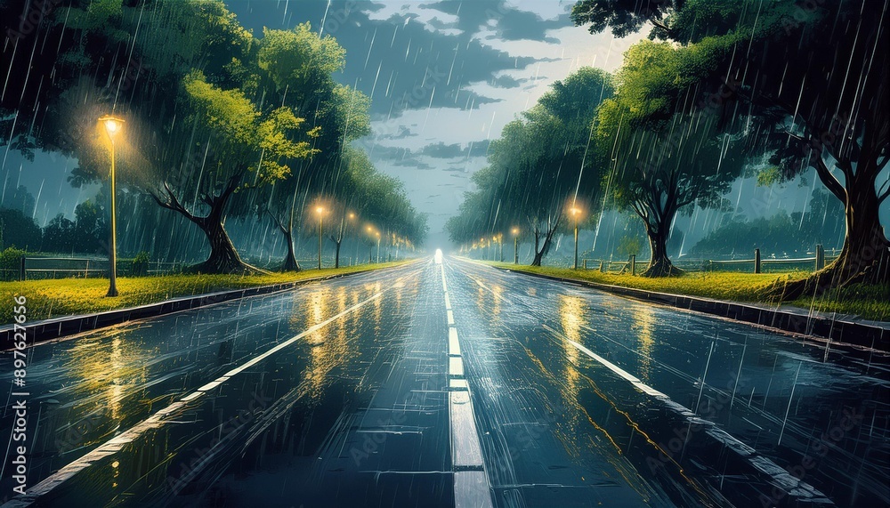 Expressway where cars run during the rainy season Expressway where cars run during the rainy season
