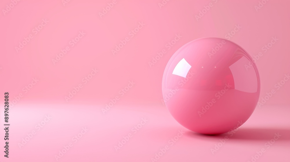 A single, shiny, pink sphere sits on a pink background. The sphere is slightly off-center, creating a sense of space and minimalism. A single, shiny, pink sphere sits on a pink background. The sphere is slightly off-center, creating a sense of space and minimalism.