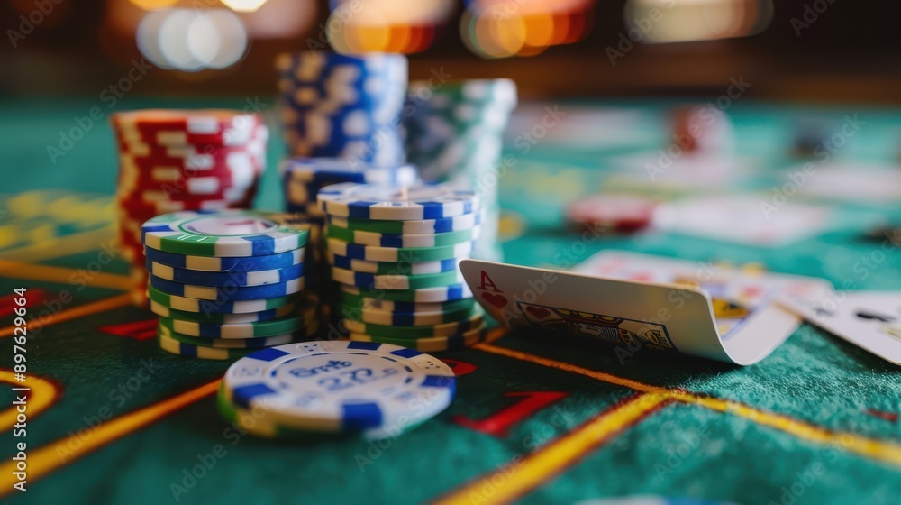 casino card games with casino chips background casino card games with casino chips background