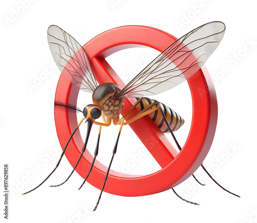 stop mosquito 3d illustration design isolated on a transparent background