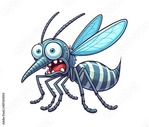 scared mosquito cartoon character vector illustration design isolated on a transparent background