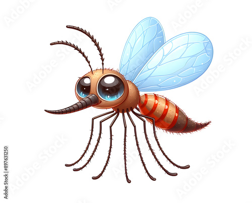 cute little mosquito cartoon illustration vector isolated on a transparent background