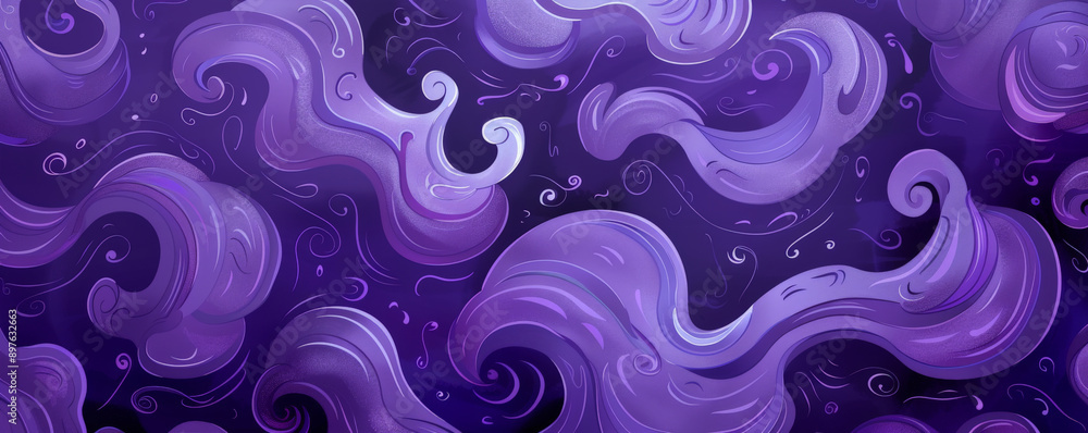 A bright violet background featuring a pattern of swirling shapes, adding movement and interest to the design. A bright violet background featuring a pattern of swirling shapes, adding movement and interest to the design.