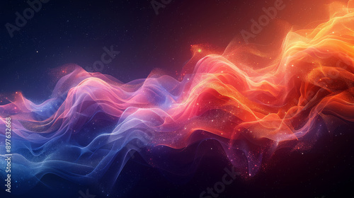 Abstract vibrant flowing waves in red and