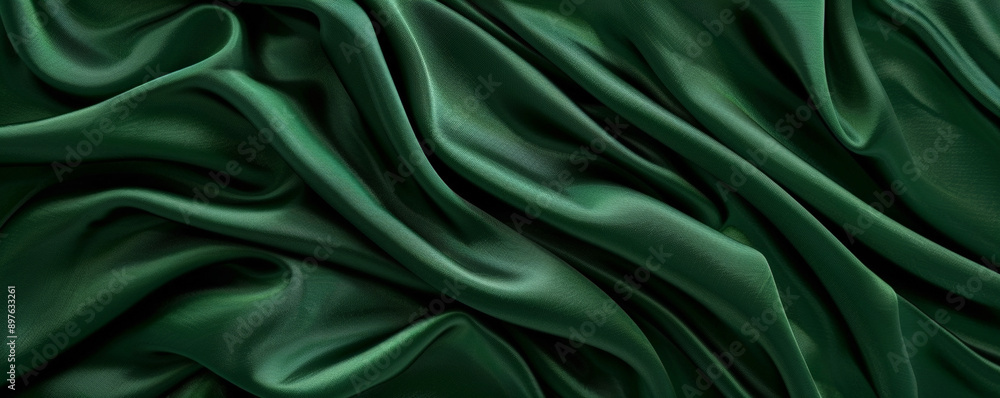 Obraz premium A rich green background with a satin-like texture, creating a luxurious and elegant appearance.