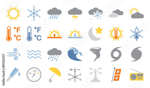 A set of weather themed icons
