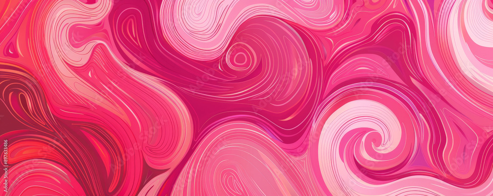 A bold pink background featuring a pattern of swirling shapes, adding movement and interest to the design. A bold pink background featuring a pattern of swirling shapes, adding movement and interest to the design.