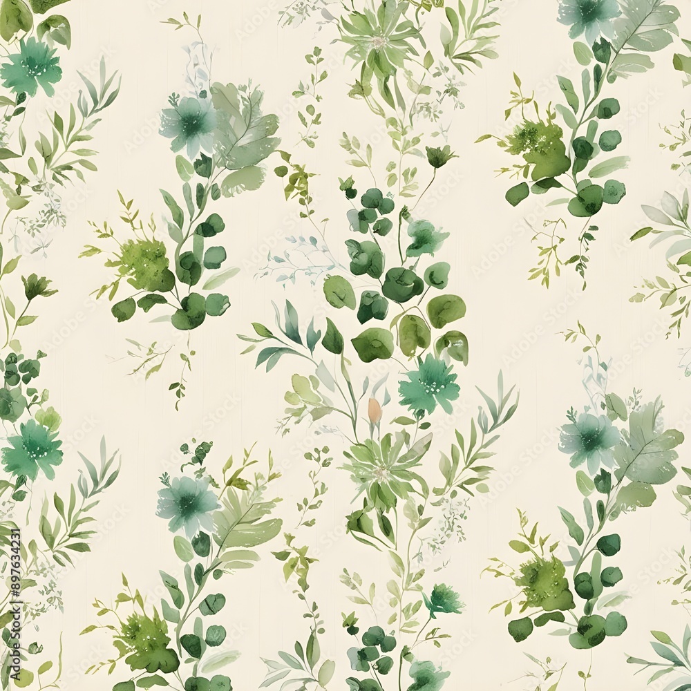 Botanical watercolor wallpaper pattern Generative AI Botanical watercolor wallpaper pattern Generative AI