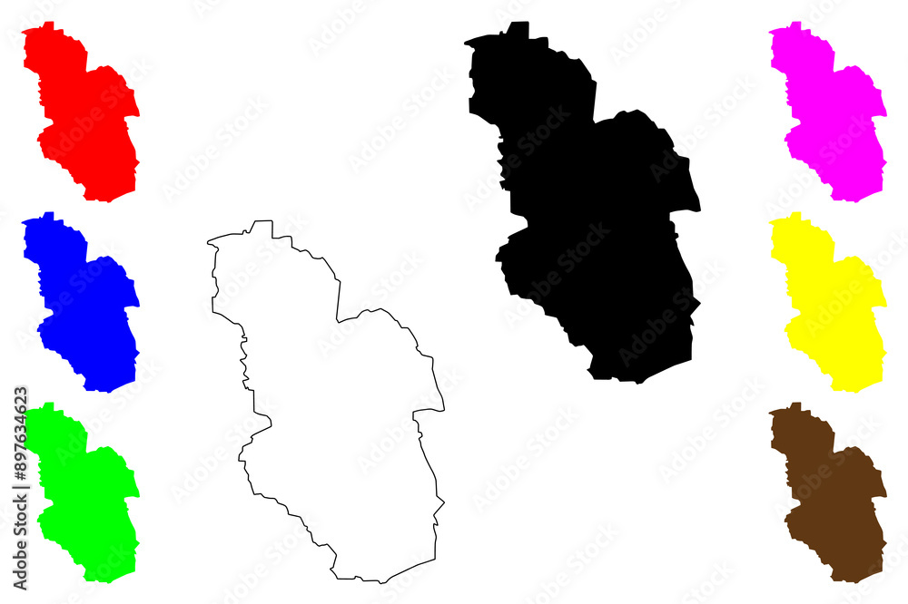 Fototapeta premium Gelsenkirchen city (Federal Republic of Germany, State of North Rhine-Westphalia, NRW, Urban district, Munster region) map vector illustration, scribble sketch Gelsenkirchen map