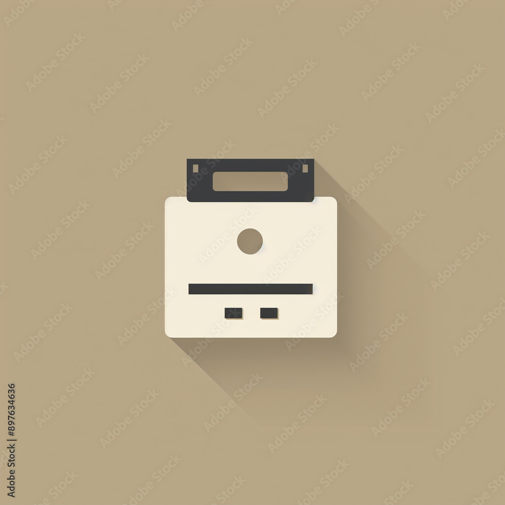 Retro Floppy Disk Icon in 2D: A Nostalgic Design on a Tan Background Retro Floppy Disk Icon in 2D: A Nostalgic Design on a Tan Background