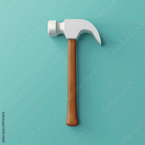 2D Hammer Icon: Practical White on a Deep Cerulean Background