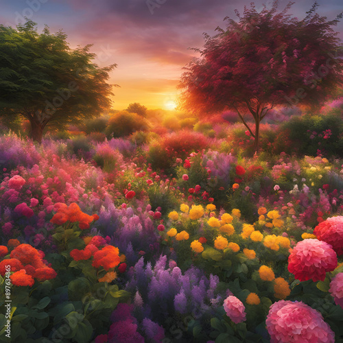 Paisagem com flores 