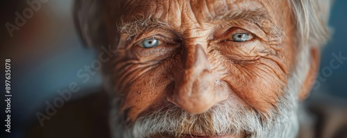 Close-up of an elderly man sharing his testimony with a small group detailed textures and precision