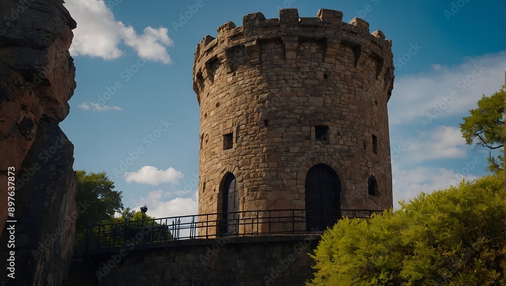 Reinforced archer tower standing guard against invaders Reinforced archer tower standing guard against invaders