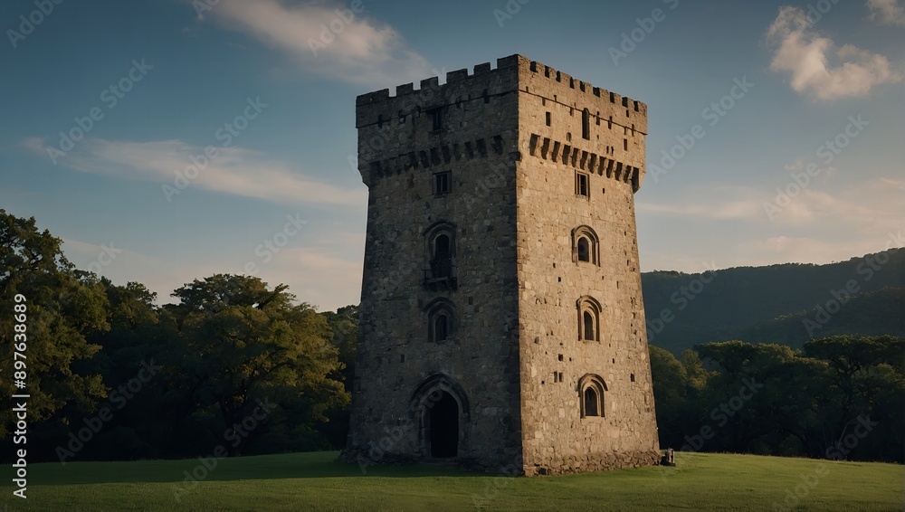 Archer tower watching over the medieval town with vigilance Archer tower watching over the medieval town with vigilance