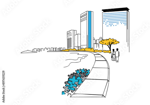 Mumbai Marine Drive vector Illustration 