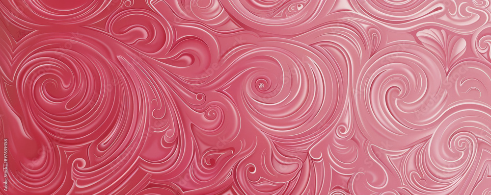 A bold pink background featuring a pattern of swirling shapes, adding movement and interest to the design. A bold pink background featuring a pattern of swirling shapes, adding movement and interest to the design.