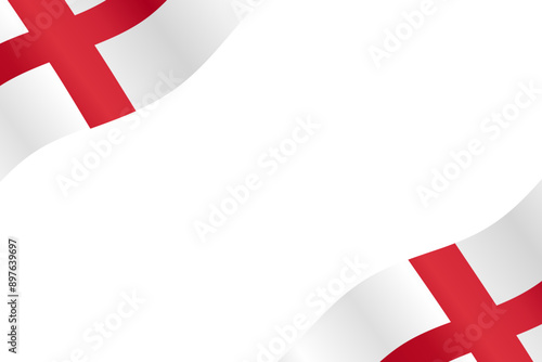 Flag of England waving background border frame vector illustration clipart for decoration. 3D Shiny silk texture English flag 300dpi