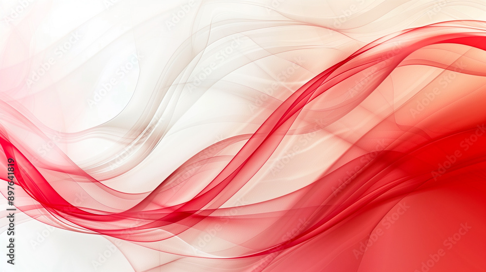 Naklejka premium Smooth red abstract waves on a white background