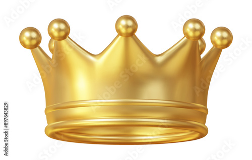 3d royal golden crown. Textured king gold crown. Stock vector illustration on isolated background.