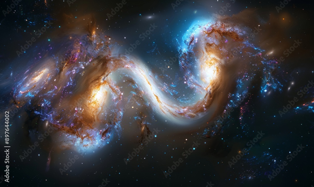 The cosmic ballet of the Antennae Galaxies, two galaxies colliding and merging, a stellar spectacle of creation and destruction The cosmic ballet of the Antennae Galaxies, two galaxies colliding and merging, a stellar spectacle of creation and destruction