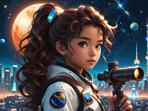 International Day of Friendship: 3D Anime Illustration Celebrating Friendship and Space Exploration photo