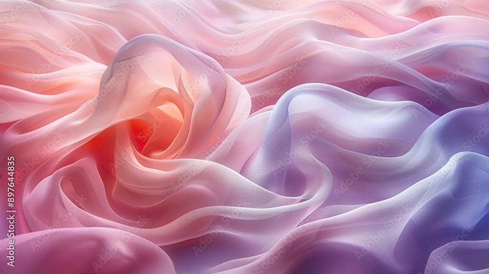 Obraz premium Abstract, flowing silk fabric image in pastel tones, creating soft and delicate texture and movement.