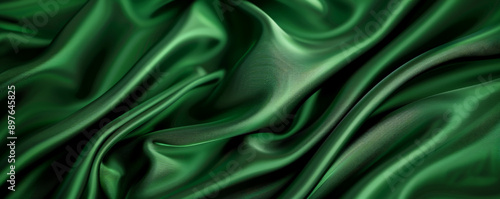 A rich green background with a satin-like texture, creating a luxurious and elegant appearance.