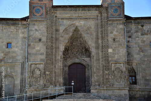 Cifte Minaret Madrasa is located in Erzurum, Turkey. It was built in the 13th century. photo