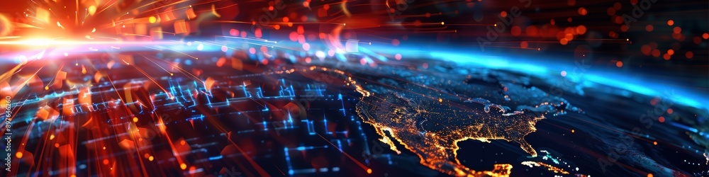 a?'imagine: World stocks and technology theme, abstract background with electrifying light effects showcasing global market movements. a?'imagine: World stocks and technology theme, abstract background with electrifying light effects showcasing global market movements.