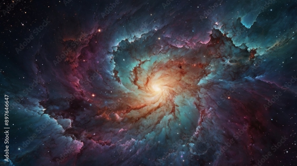 Cosmic Nebula Background with Swirling Colors and Star-like Specks Cosmic Nebula Background with Swirling Colors and Star-like Specks