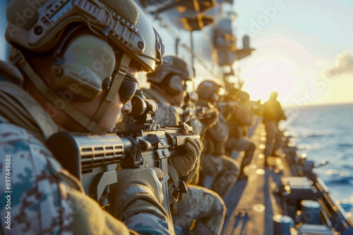 Navy SEALs on Mission at Sea photo