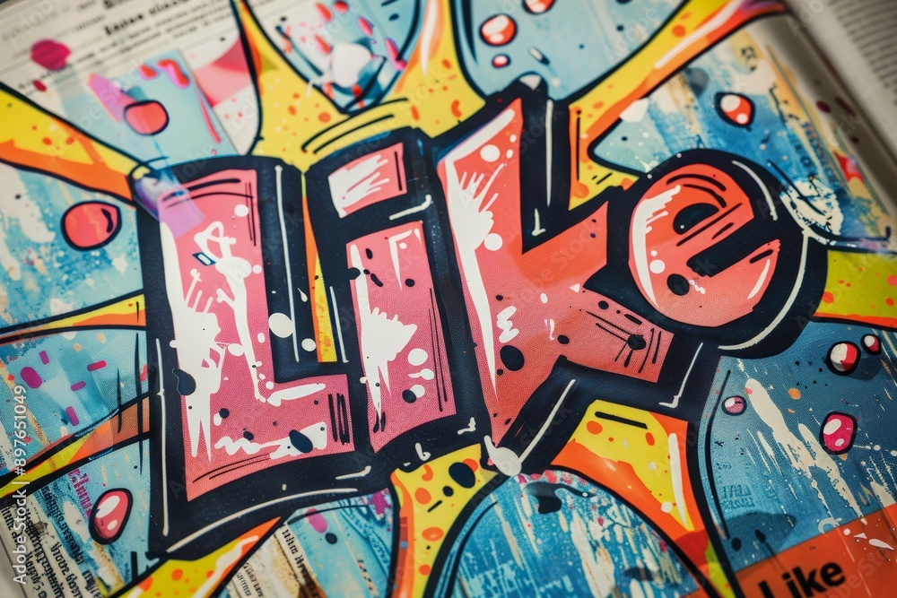 A vibrant and colorful graphic art piece featuring the word A vibrant and colorful graphic art piece featuring the word