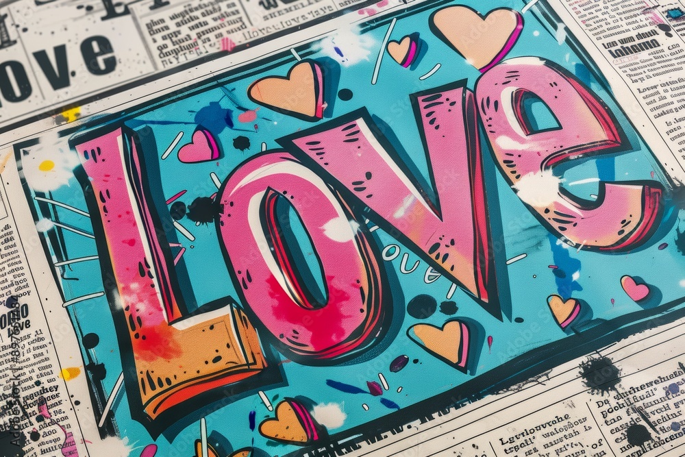 A vibrant artwork featuring the word A vibrant artwork featuring the word