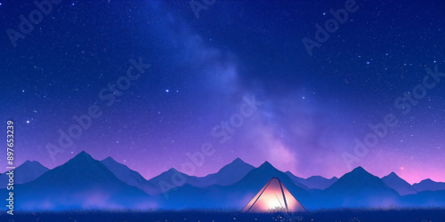 an anime style serene camping scene in the wilderness