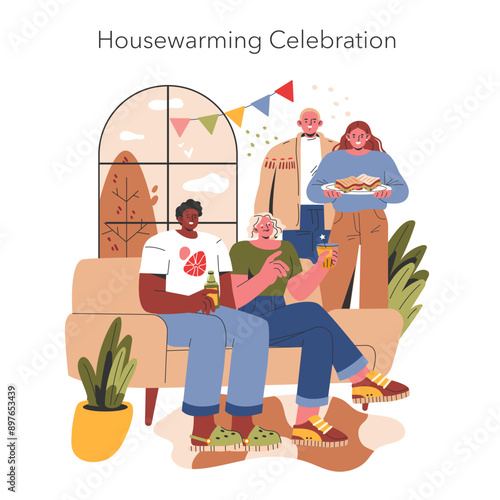 Moving House. Flat Vector Illustration