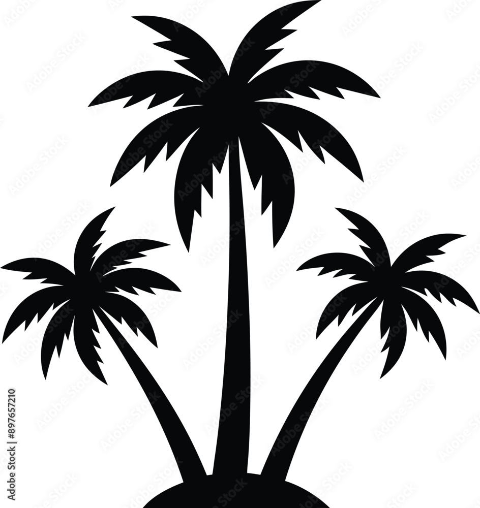 Fototapeta premium palm or coconut trees vector illustration set on white background