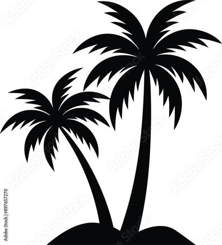 palm or coconut trees vector illustration set on white background