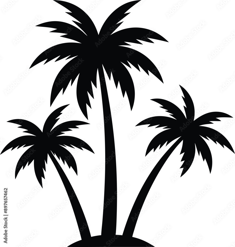 palm or coconut trees vector illustration set on white background palm or coconut trees vector illustration set on white background