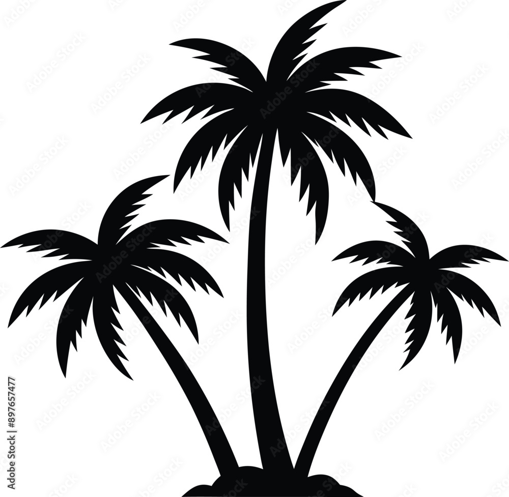 Obraz premium palm or coconut trees vector illustration set on white background
