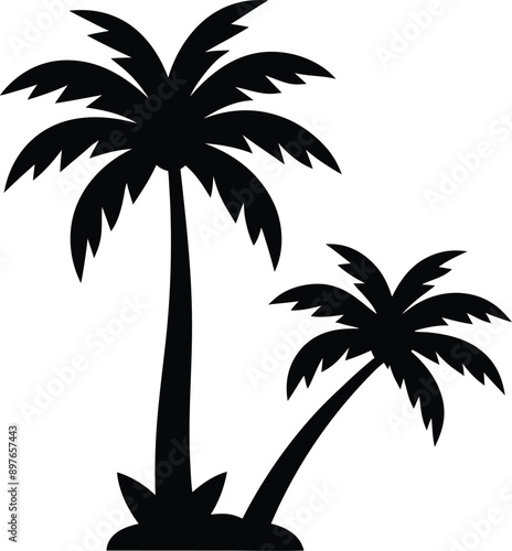 palm or coconut trees vector illustration set on white background