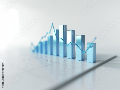 Minimalist bar chart on a clean white surface, showing an abrupt rise in stock prices, highlighting a significant market boom.