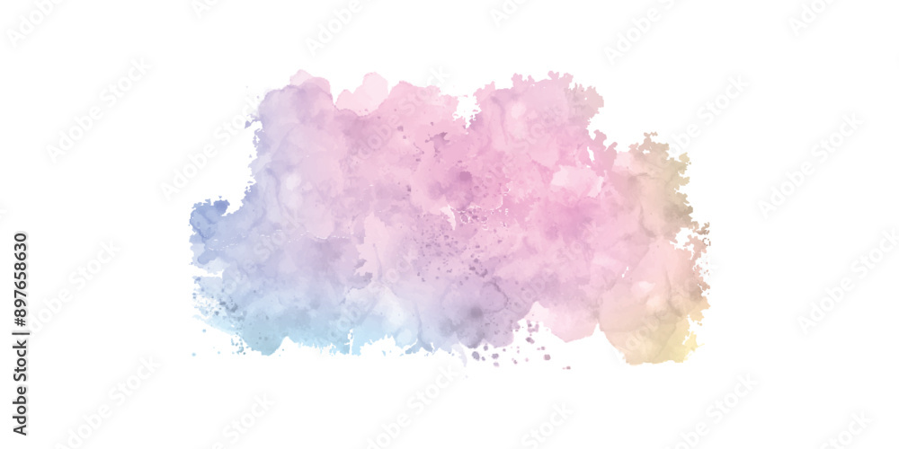 Fototapeta premium Colorful pastel drawing paper texture vector bright banner, print. Watercolor abstract wet hand drawn violet blue green yellow color liquid dye card for greeting, poster, design, art wallpaper