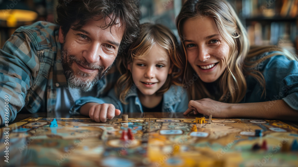 Family Time: Take a photo of your whole family playing a board game.generative ai Family Time: Take a photo of your whole family playing a board game.generative ai
