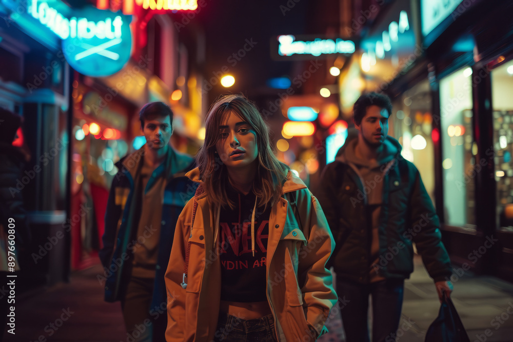 young people wearing street fashion. generative ai young people wearing street fashion. generative ai